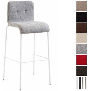 KADO Barhocker CLP – stilvolles Stoffsitz-Design, 4‑Fußgestell, 78 cm Höhe – Grau/Weiß