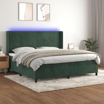 Cama LED Verde Oscuro de Box Spring 200x200 cm Vidaxl