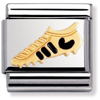 Charm Composable Scarpa Nera in Acciaio e Oro