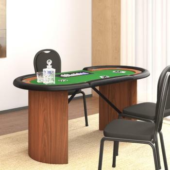 VidaXL 10-Player Green Poker Table with Chip Tray 63x31.5x29.5