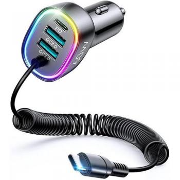 Caricabatteria auto Joyroom JR-CL19 4 in 1 con cavo USB-C