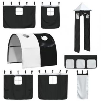 Letto Soppalco: Tenda Tunnel & Torre (Bianco‑Nero) – Vidaxl