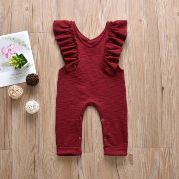 Cotton Long Sleeve Baby Romper with Ruffles