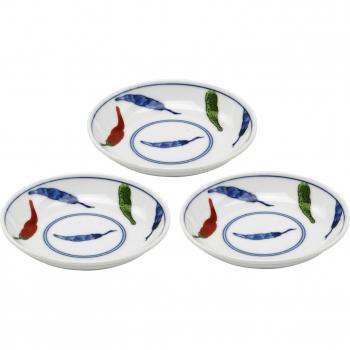 3-Piece Mino Ware Nishiki Plate Set