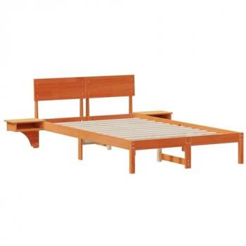 Lit Double en Bois de Pin Marron Cire 120 x 190 cm