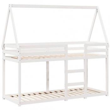 Lit superposé en pin massif blanc 90x190 cm