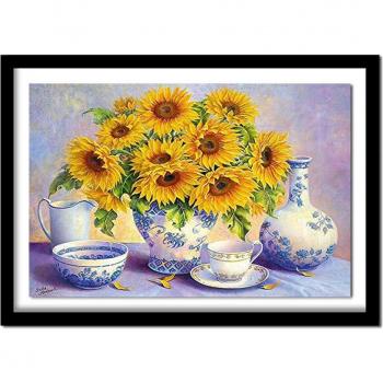 Diamante Sunflower 5D: Tejido Cruzado de Flor con Pedrería Redonda