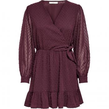 Only Vestito Corto Tiva Dobby Fake Wrap Sassafras