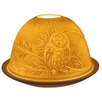 Candle Tealight Holder Porcelain White Owl Design