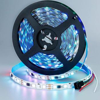 12V WS2811 Addressable RGB LED Strip, 30 LEDs per Meter, Black PCB, IP20