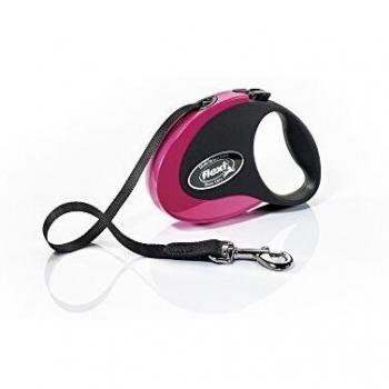 Hunde‑Rollleine Flexi S – 3 m in Schwarz/Pink, bis 12 kg