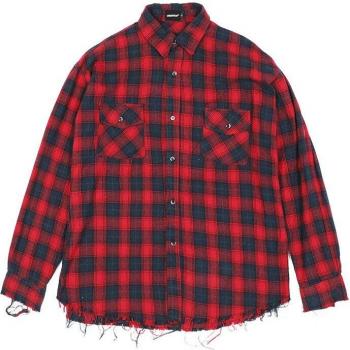 UNCLEDONJM Harajuku Style Yellow Lattice Button-Up Shirt for Men 2020AW UN-3010