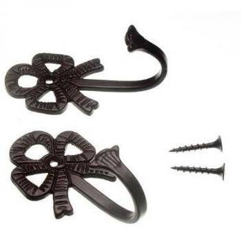 Set of 20 Black 80mm Large Bow Curtain Tie Back Holdback Hooks with Screws