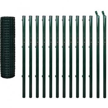 VidaXL Outdoor Garden Euro Fence Set Mesh Panel Steel Grey/Green Multi Sizes (25x1.7 m, Green)
