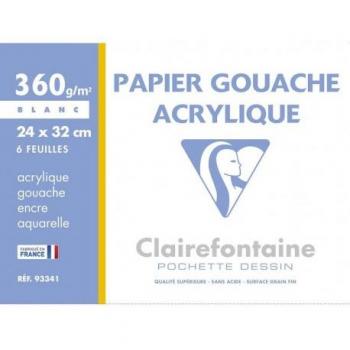 Clairefontaine Premium Gouache & Acrylic Paper Pack – 6 Sheets, A4, 360 g/m²