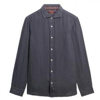 Superdry Herren-Langarm-Leinhemde – Grau (S)