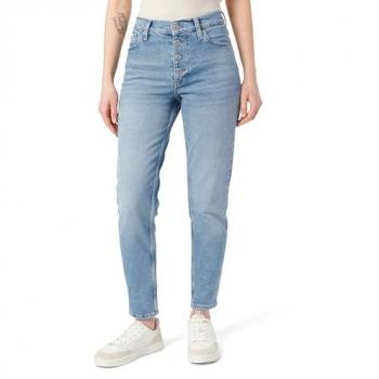 Damen-Mom-Jeans CK – Blau, offene Knöpfe, W31 x L28