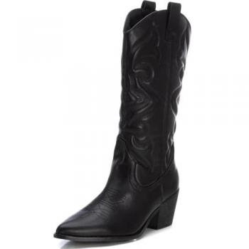 Botas altas de mujer Refresh 172163 negras con tacón y cremallera lateral estilo cowboy, talla 40