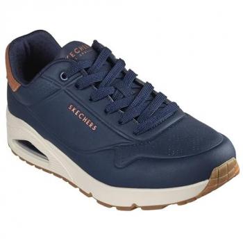 Sneaker Skechers Uno Blu Marino in Mesh e Camoscio per Uomo EU 45