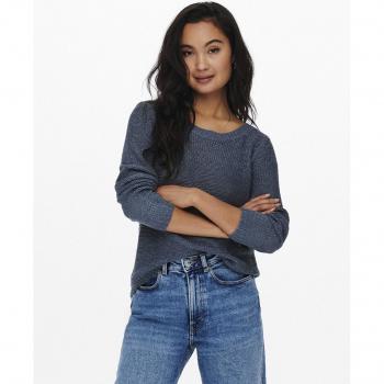 Only Génea Azul Marino – Jersey de Manga Larga con Cuello Redondo