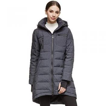 Piumino Donna Orolay, Cappuccio, Medium Length, Grigio Scuro
