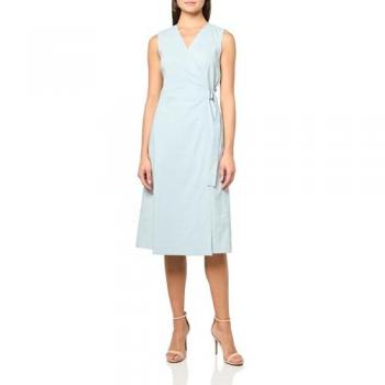 Soft Pearl Blue Linen Wrap Dress – Size 2