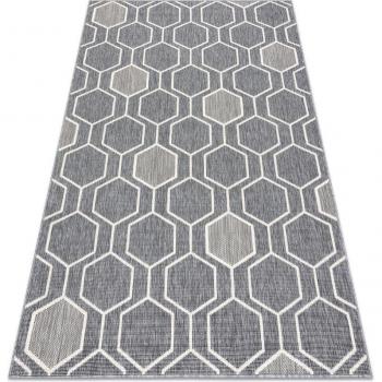 Sisal Hexagon Loop Rug – Medium Grey, 140x200cm