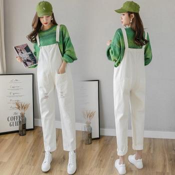 Ripped Maternity Overalls with Pockets for Expecting Moms