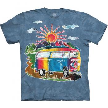 Batik-Berg-Tourbus Herren/Frauen T-Shirt 4XL – Erdgrau