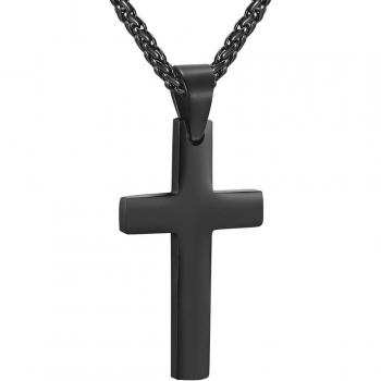 Collier Religieux Pendentif Croix Noir