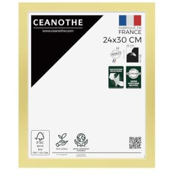 Cadre Photo Doré 24×30 cm (30×24 cm) – compatible A4, Cadre Precious doré, résine recyclée, verre acrylique incassable, fabriqué en France