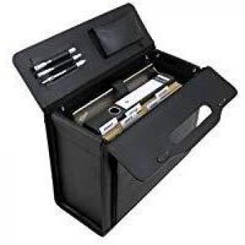 Valise de pilote en cuir noir Alassio