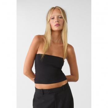 Stradivarius Core Bandeau Top Black Medium
