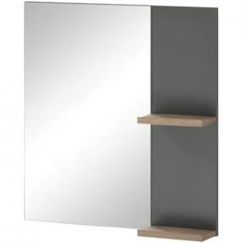 Furn.Design Badezimmer Spiegel mit LED-Beleuchtung 60 x 65 cm anthrazit matt und Eiche