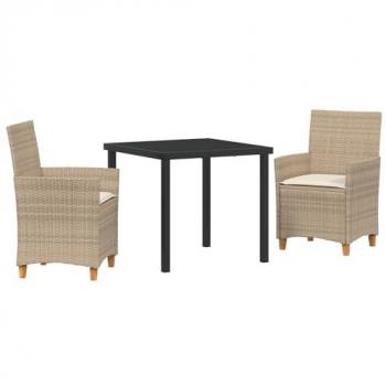 VidaXL Gartenmöbelset 3-teilig Beige mit Kissen