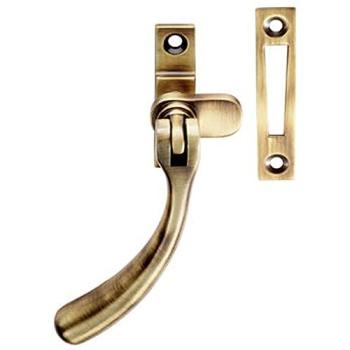 Bronze Casement Window Hook, 98 mm Length, 45 mm Handle Centres, Bulb‑Ended
