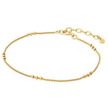 Pernille Corydon Damen Armband Eva Gold 16-19 cm, 18 Karat vergoldet aus Venizianerkette mit Goldperlen