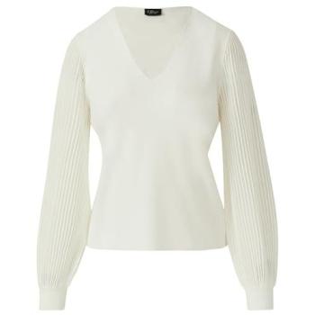 S.OLIVER BLACK LABEL Offwhite Pullover mit Rippbündchen