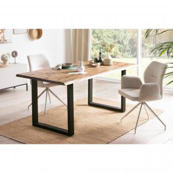 Essgruppe SalesFever – Set aus Massivholz und Metall, schwarzer Rauen-Backstein