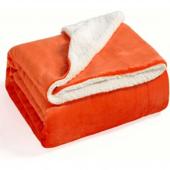 Bedsure Fleece Bed Throw Orange Queen Size
