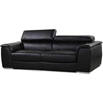 Canapé Bari « Cuir‑PVC » – 3 places – Noir – 210 × 96 × 72 cm