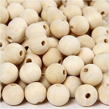 Lot de 200 perles en bois, D : 15 mm, trou : 3 mm, baie de Chine
