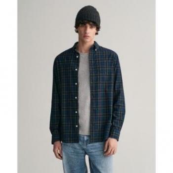 Camisa Regular Fit Gant de pana a cuadros verdes
