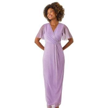 Silver‑Sheen Plissé Maxi for Women