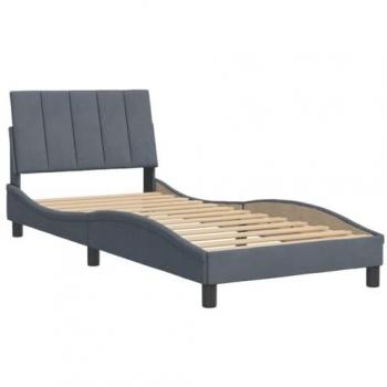 Velvet Bed Frame with Headboard Dark Grey 90x190 cm