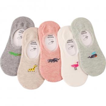 5 Pairs Women's No Show Cartoon Socks