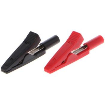 Pince Crocodile à 2 mm (2 pièces) avec Adaptateur Banane Femelle Noir-Rouge – 85 DA