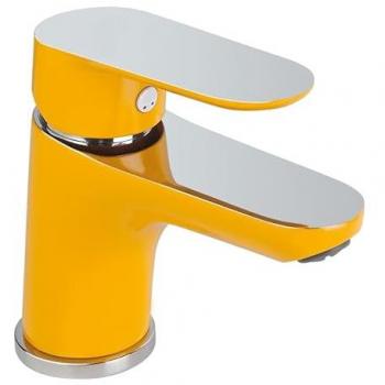Robinetterie de lavabo KEVON chromée et jaune