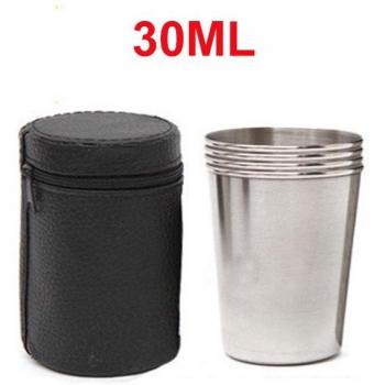 Set de Copas de Vino Reutilizables de Acero Inoxidable con Caja Protectora