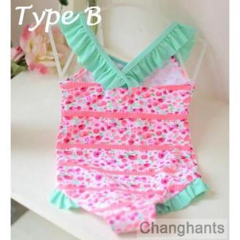 Girls Pink Floral Bathing Suit 2-6 Y One Piece Swimwear for Children